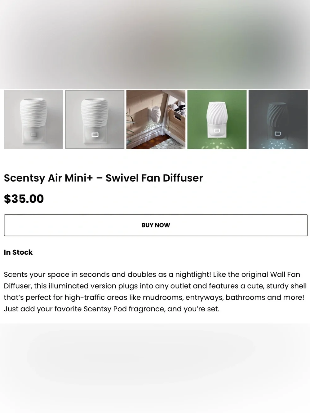 Scentsy Set of 2 White Wall Fragrance Diffusers & 2 Amazon Rain Fragrance Pods